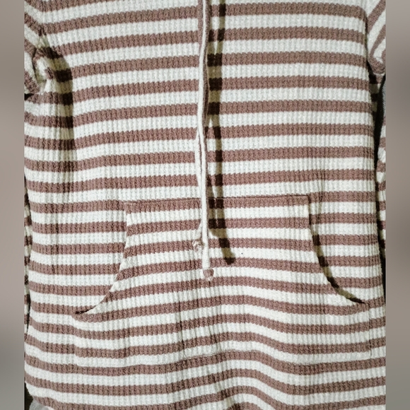 Hooded Top Hoodie Comfy Women's Kangaroo Pocket, Waffle Knit Size small - Picture 5 of 6